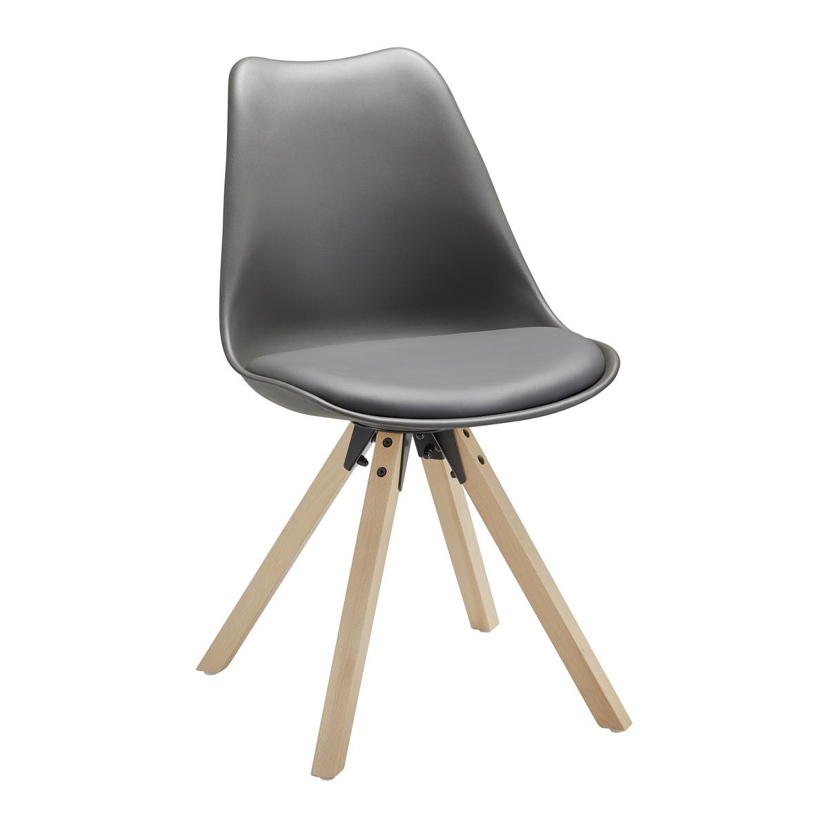 Jedálenská stolička RICKY šedá - farba buka/sivá, Modern, drevo/textil (48/85/57,4cm) - Bessagi Home