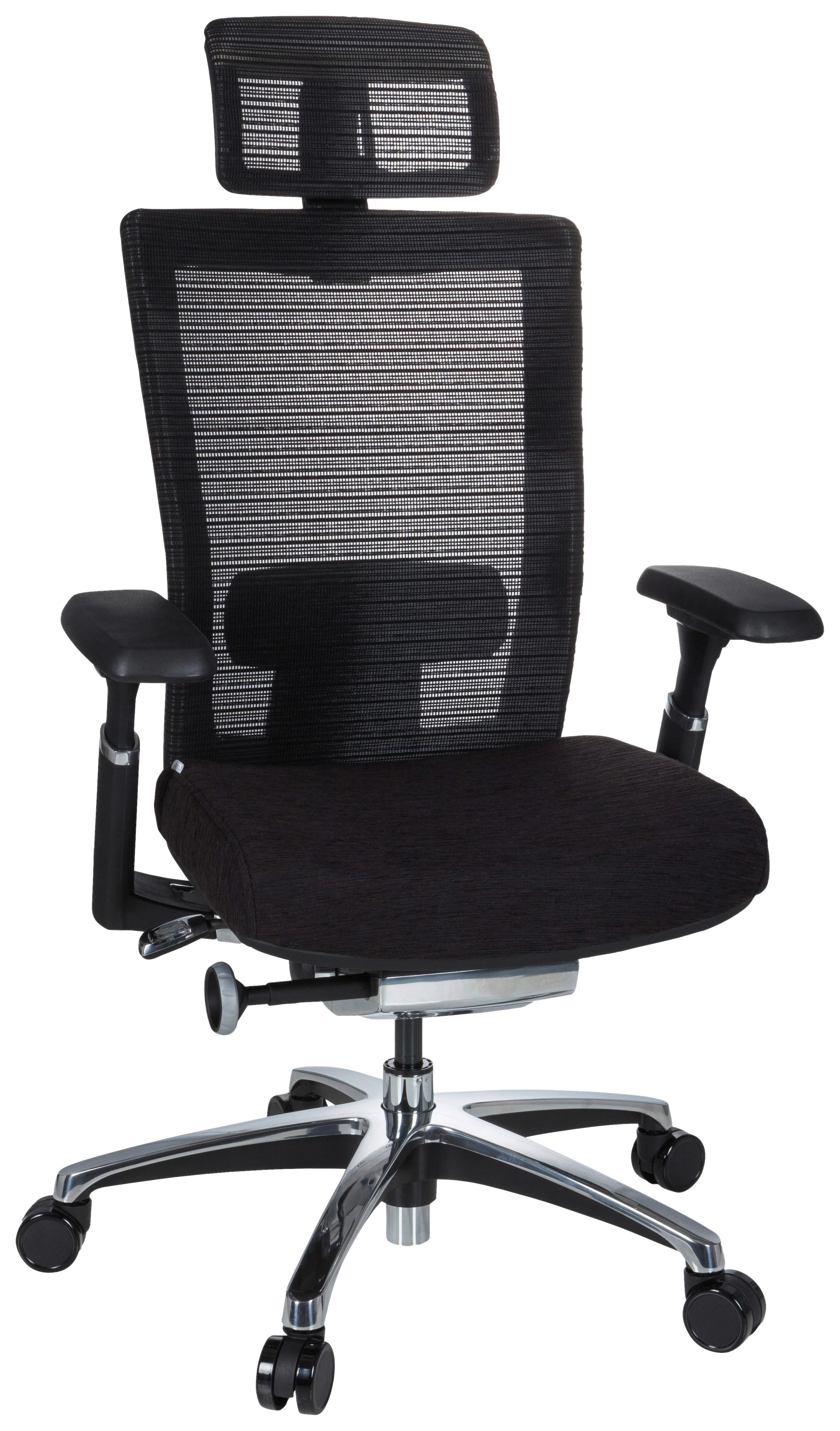 Drehstuhl Nova Pro I Schwarz - Silberfarben/Schwarz, MODERN, Kunststoff/Textil (65/133/60cm) - MID.YOU