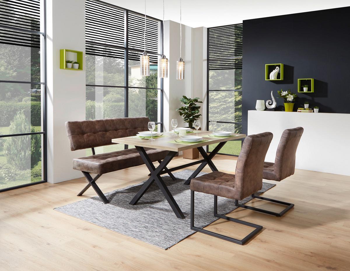 Sitzbank Mit Lehne Vintage Braun Lederlook Donna B: 140cm - Anthrazit/Braun, MODERN, Textil/Metall (140/93/61cm)