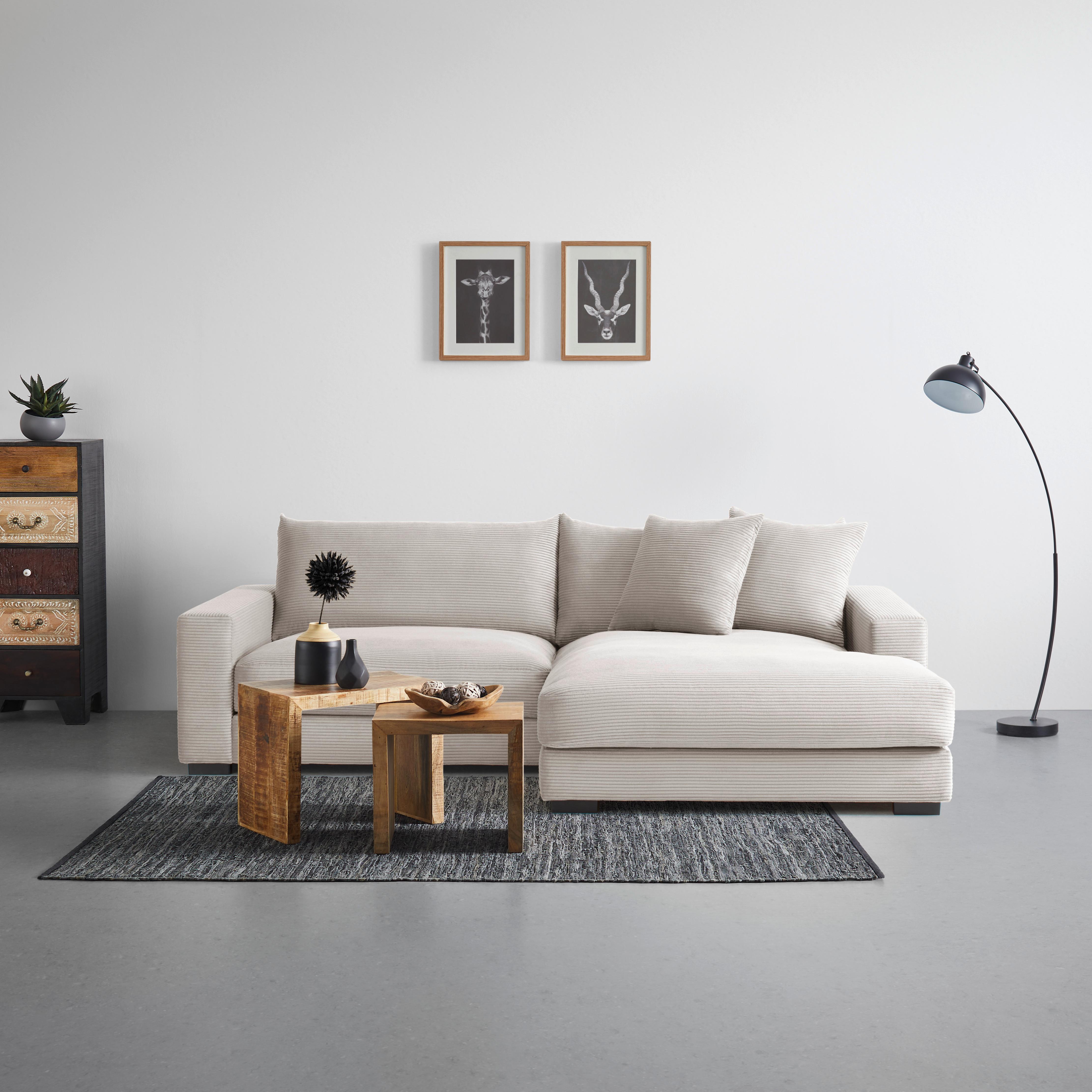Rohová sedačka PEDRO, pravá, šedohnědý manšestr - šedohnědá, Moderní, textil (265/180cm) - Mömax