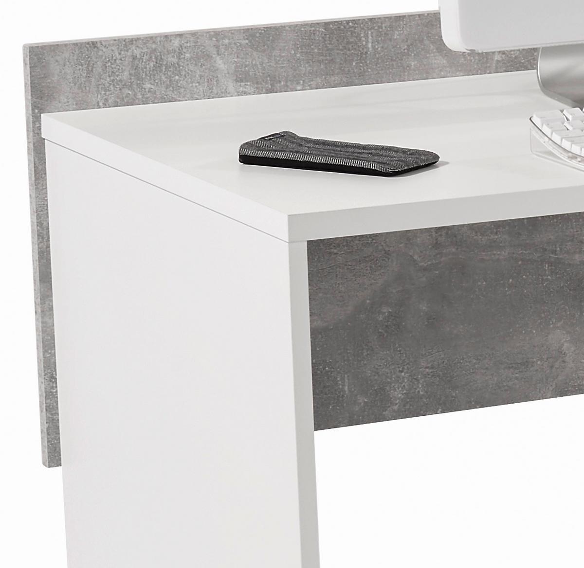 Eckschreibtisch Mit Stauraum B: 141,6 Cm Moni, Betonoptik - Dunkelgrau/Weiß, MODERN, Holzwerkstoff (141,6/80,5/124cm)