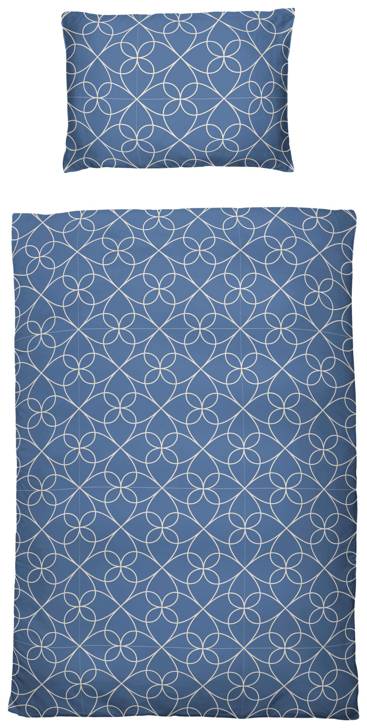 Bettwäsche 140x200 Cm Lenka Mikrofaser Blau/beige - Blau/Beige, KONVENTIONELL, Textil - Ondega