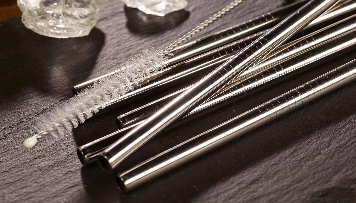 Trinkhalmset Edelstahl 6er Set, Wiederverwendbar - Edelstahlfarben, Basics, Metall (12cm) - Echtwerk