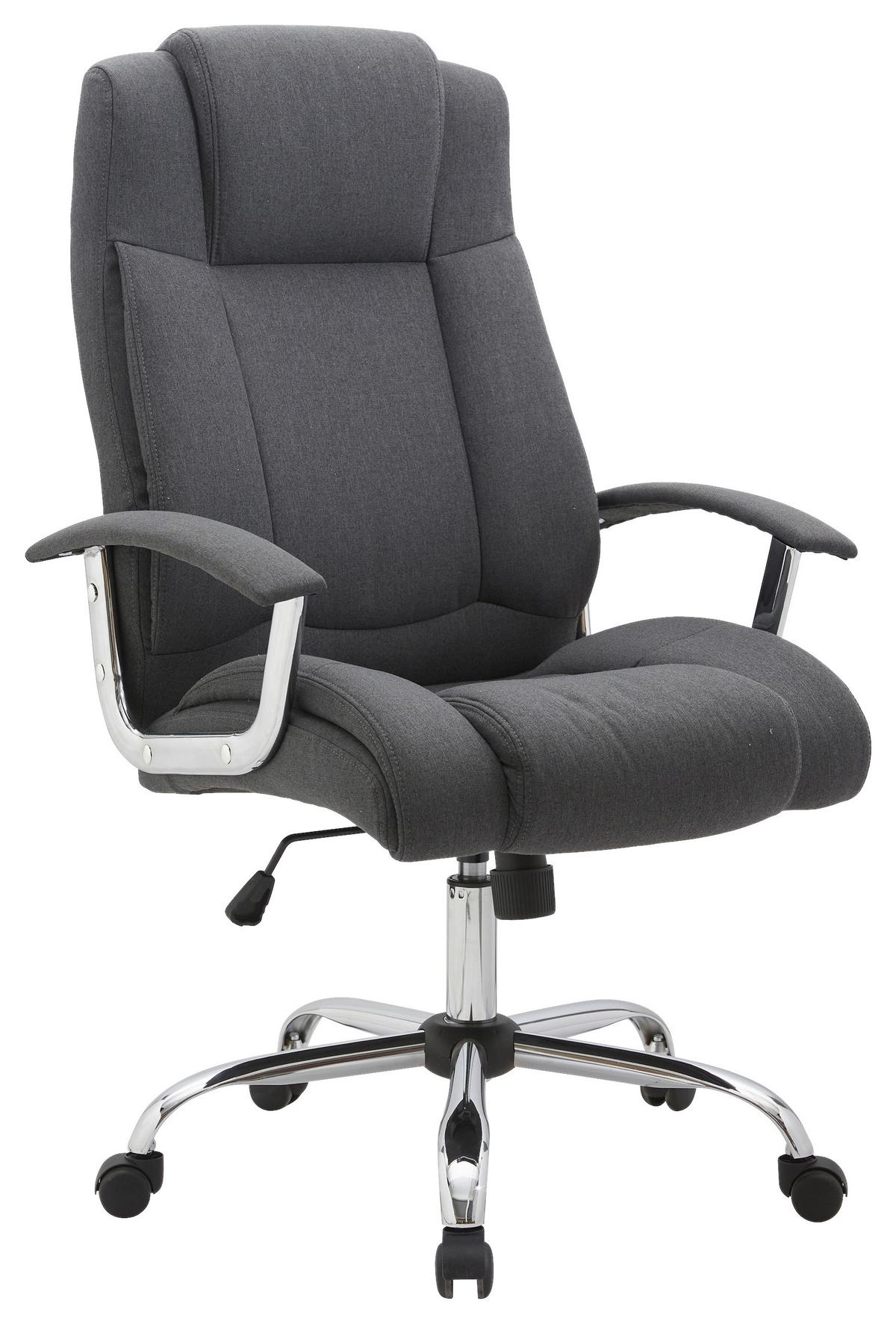 Forgószék Carla - krómszínű/sötétszürke, Modern, textil/fém (70/114-124/70cm)