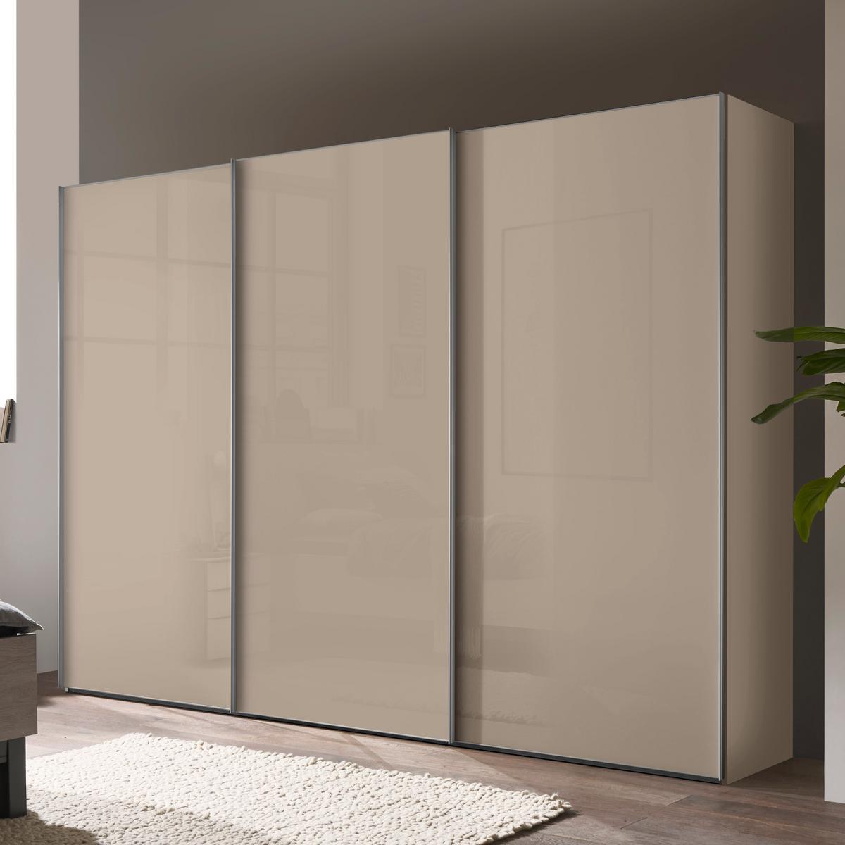 Šatníková skriňa LUMOS - piesková/hliníková, Konventionell, kov/kompozitné drevo (249/222/68cm)