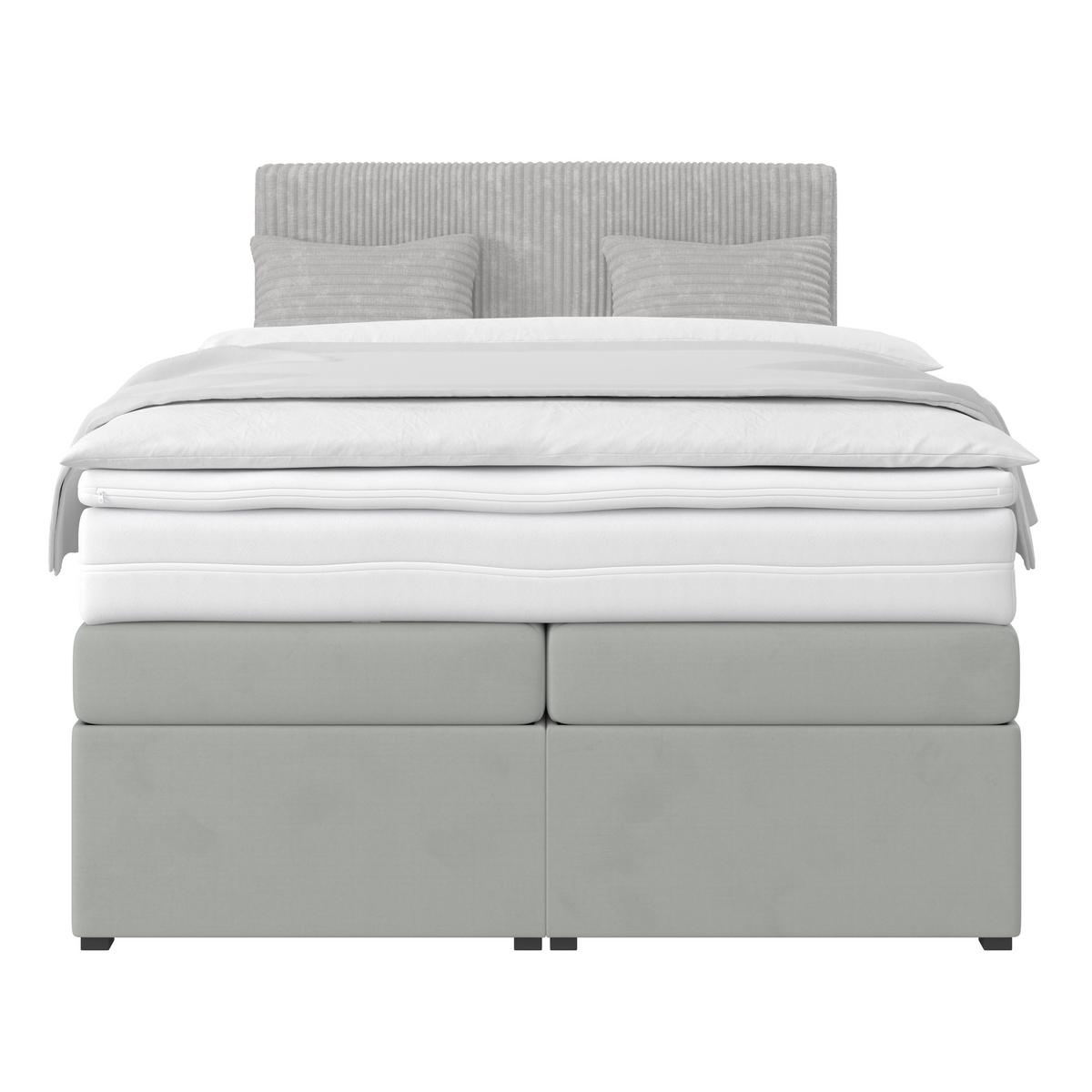 Boxspringbett mit Topper & Bettkasten 140x200 Rossa - Silberfarben/Schwarz, MODERN, Holzwerkstoff/Textil (140/200cm)