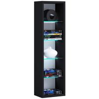 Wandregal Rasito Schwarz B: 21 Cm - Schwarz, Design, Glas/Holzwerkstoff (21/77/14cm) - MID.YOU