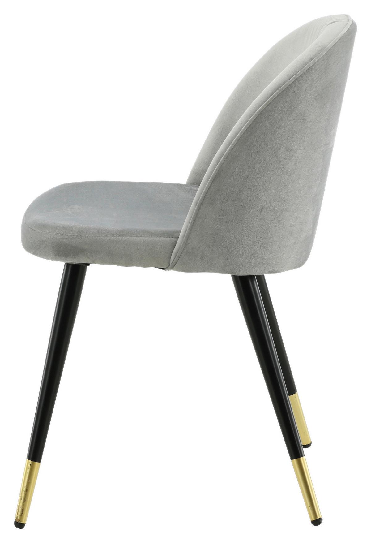 Stuhl-set Velvet - Hellgrau/Schwarz, Design, Textil/Metall (57/76.5/50cm) - Livetastic