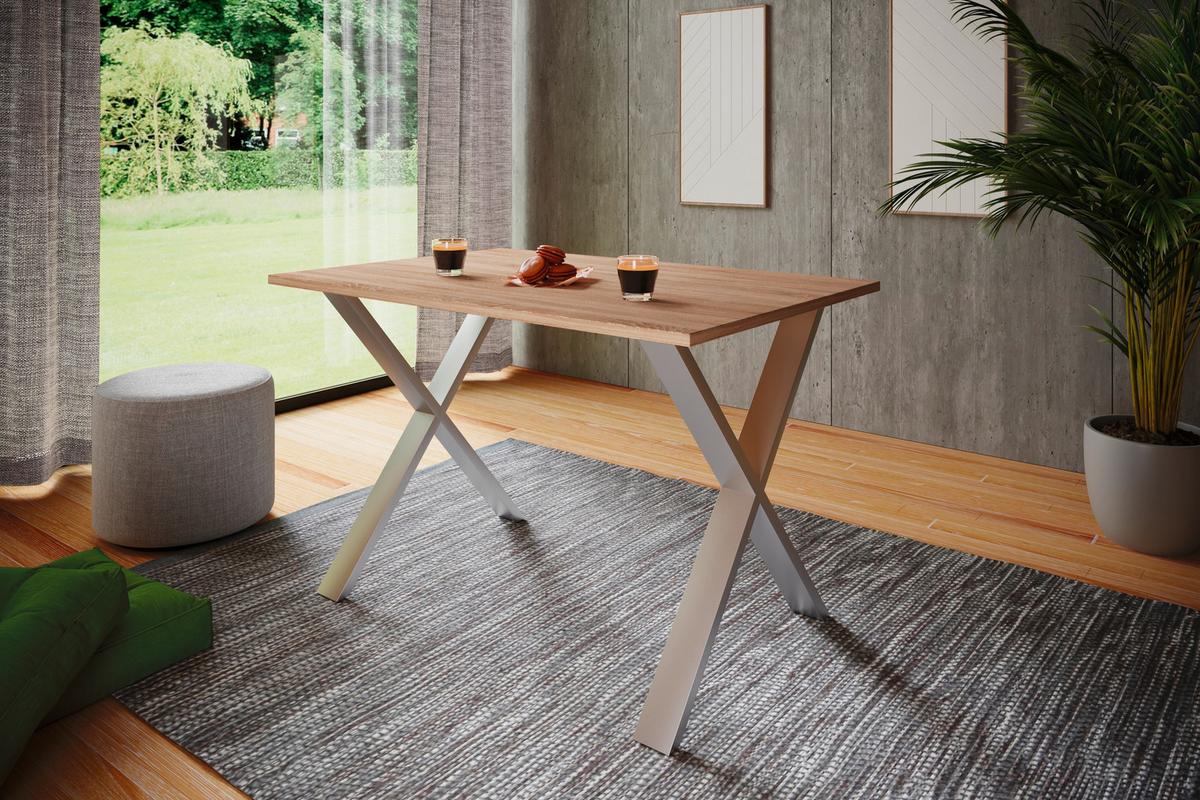 Schreibtisch Lona Silber/Eiche Dekor B: 160 cm - Silberfarben/Sonoma Eiche, Design (160/76/80cm) - MID.YOU