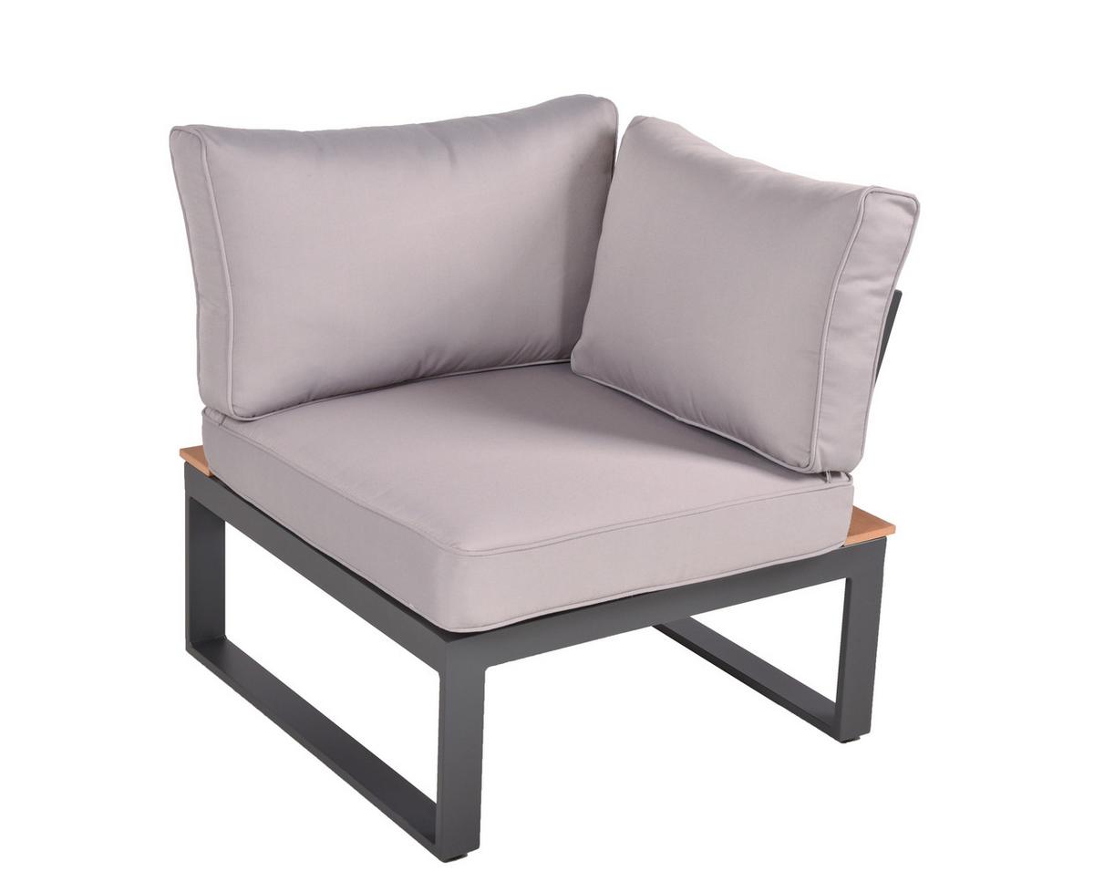 Loungegarnitur Belmira - Hellbraun/Dunkelgrau, Basics, Kunststoff/Textil - Gardenson