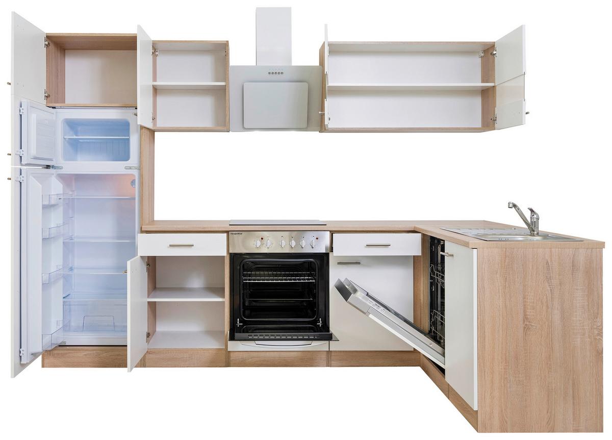 Eckküche 280x172 cm Weiß/Eiche Dekor Modern - Eichefarben/Weiß, Basics, Holzwerkstoff (280/172cm) - Respekta