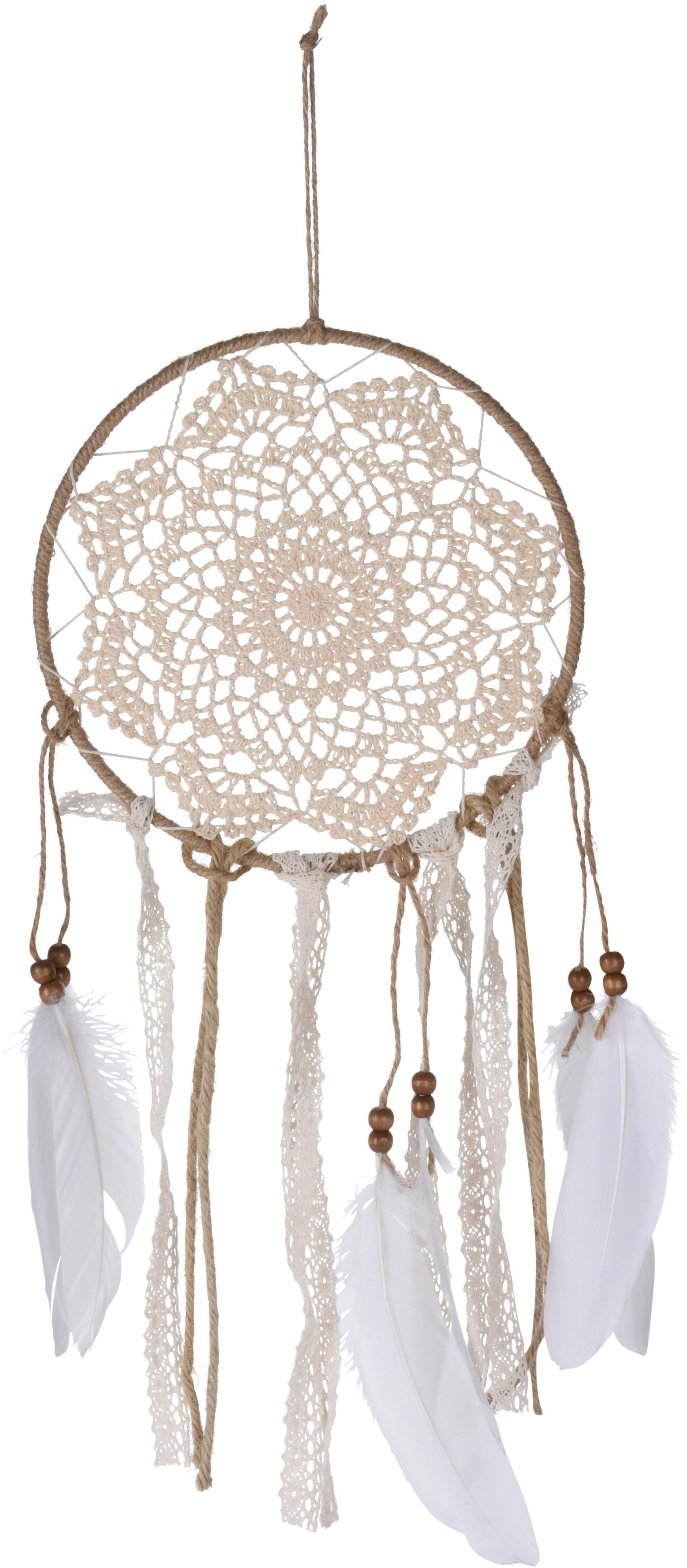 Traumfänger Kasja - Creme/Weiß, Basics, Naturmaterialien (20/70cm)