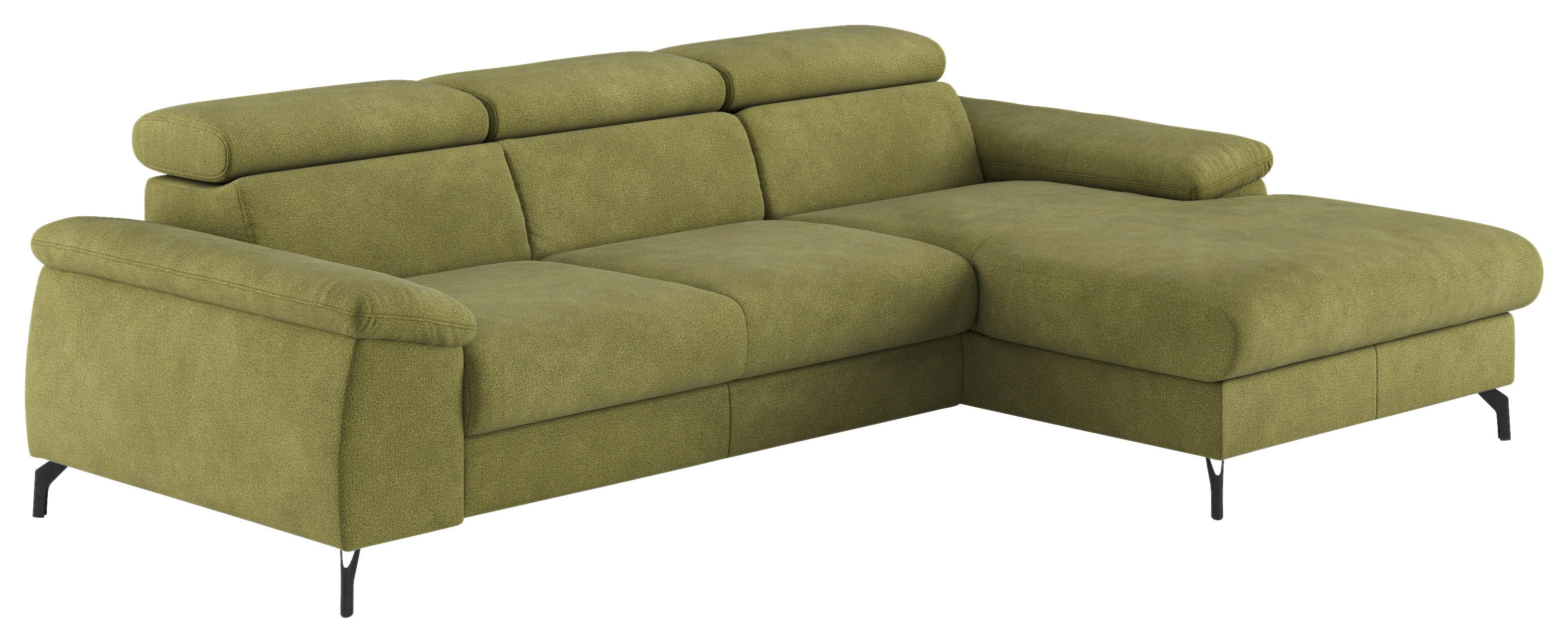 Ecksofa mit Schlaffunktion & Bettkasten Kitty Grün - Schwarz/Grün, Design, Textil (244/166cm) - Livetastic