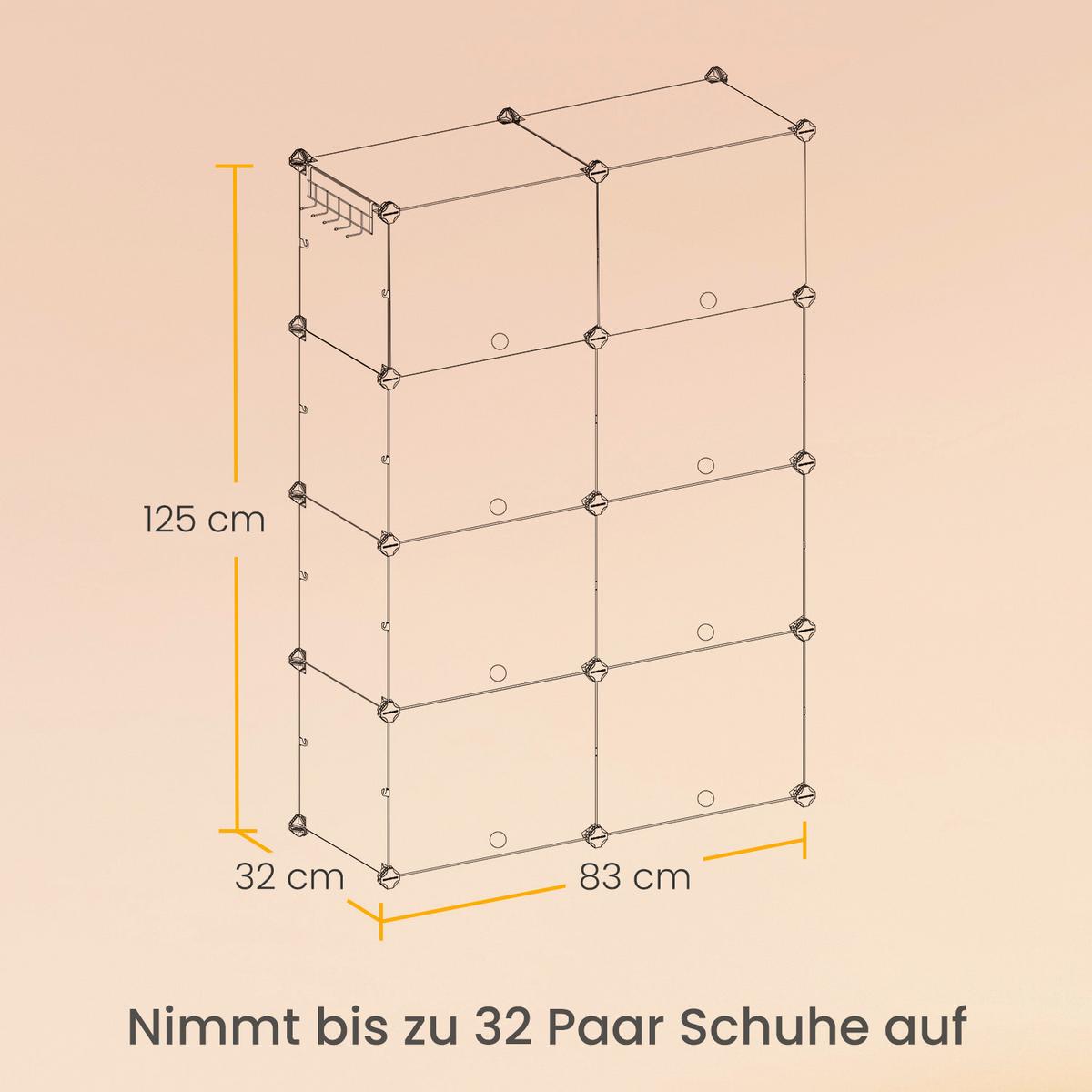 Schuhregal Weiß B: 83 Cm - Weiß, Basics, Kunststoff/Metall (83/125/32cm)
