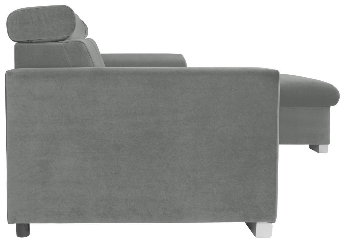 Ecksofa Evia - Alufarben/Grau, Design, Holz/Textil (243/186cm) - MID.YOU