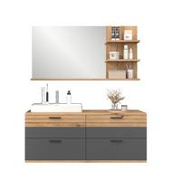 Badezimmer Cotia Cotlu Eiche Dekor/Anthrazit 3-teilig - Eichefarben/Anthrazit, MODERN, Holzwerkstoff (140/170/48cm) - James Wood