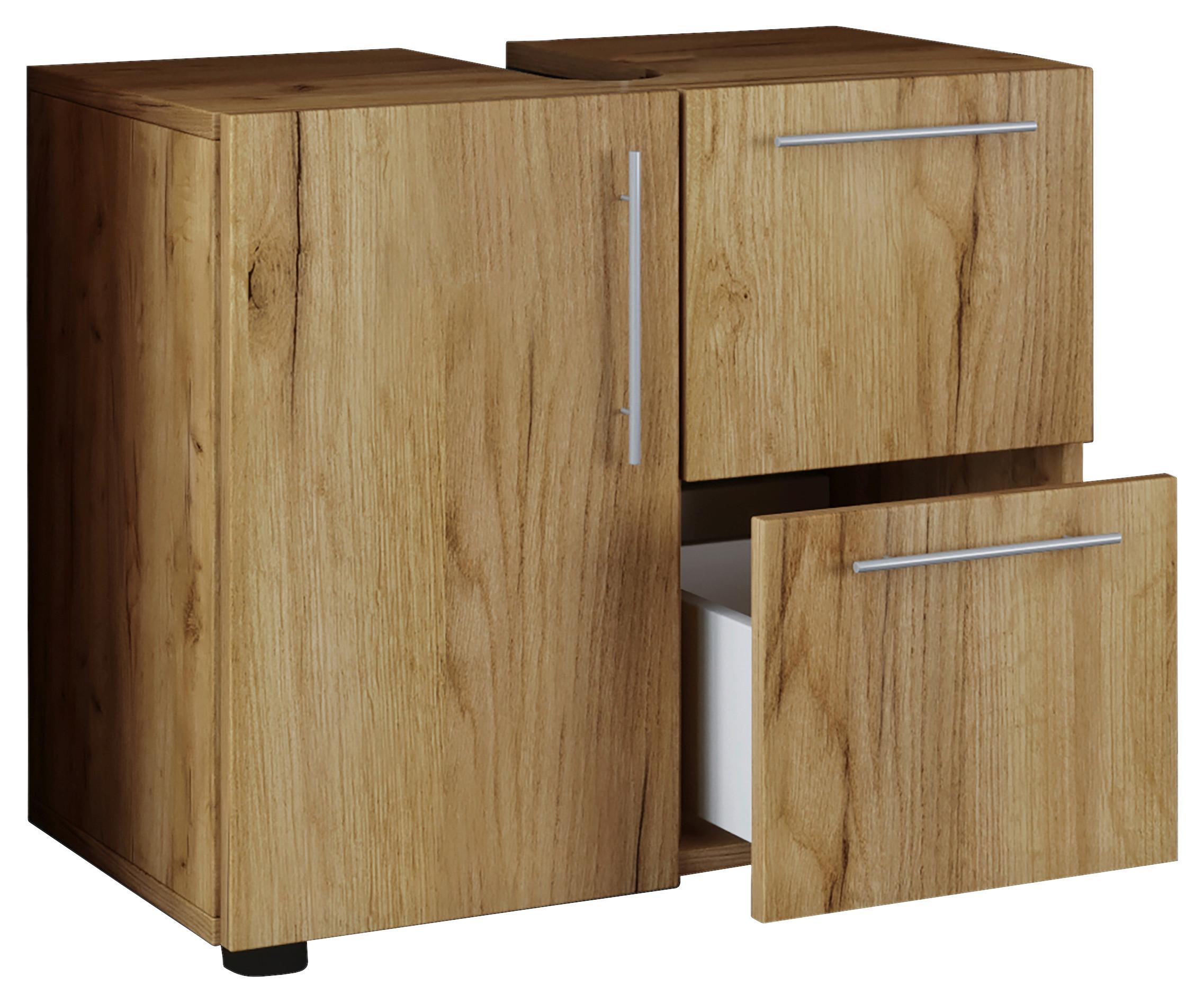 Waschbeckenunterschrank Flandu B: 61 cm, Eichefarben Honig