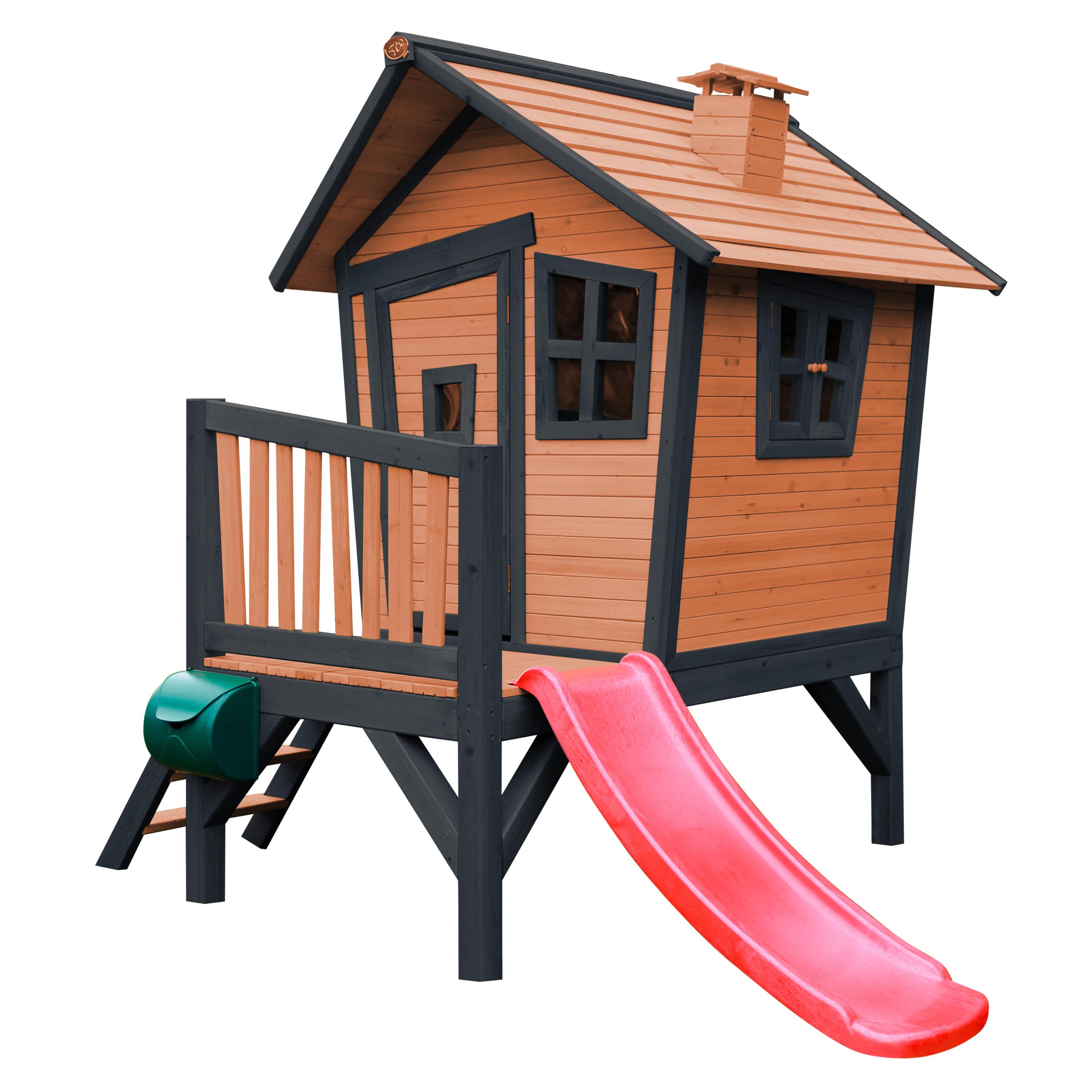 Spielhaus Natur, Rot L: 177 B: 264 H: 203 - Anthrazit/Rot, LIFESTYLE, Holz/Kunststoff (177/264/203cm)