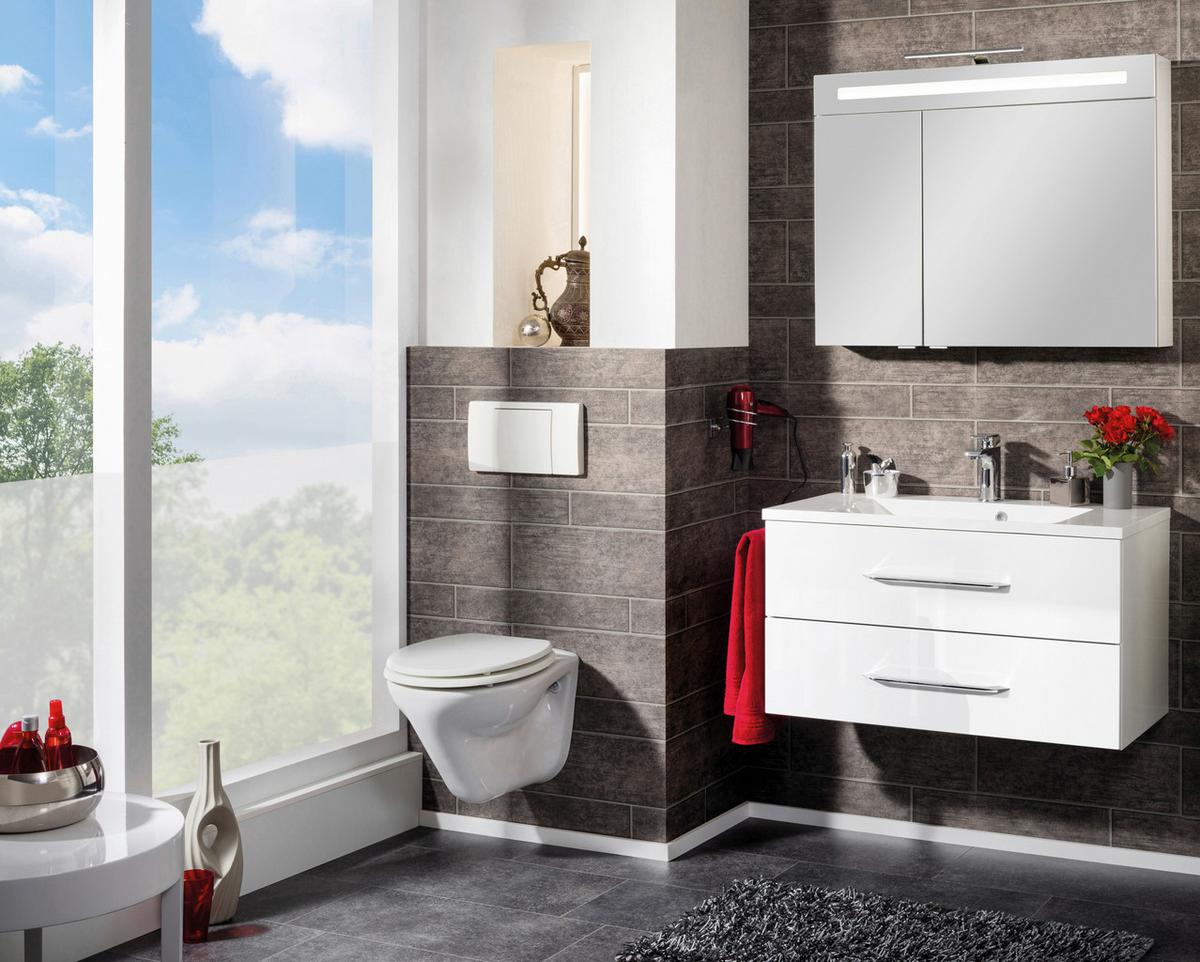 Spiegelschrank B.clever Led 2-Türig Bxhxt: 90x71x16 Cm Weiß - Weiß, MODERN, Glas/Holzwerkstoff (90/71/16cm) - MID.YOU