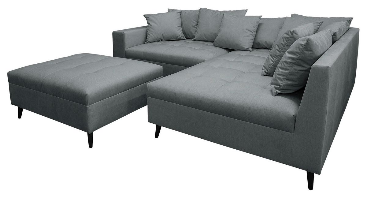 Ecksofa Pruno Dunkelgrau S: 247x174 Cm - Dunkelgrau/Schwarz, Design, Textil (247/174cm) - MID.YOU