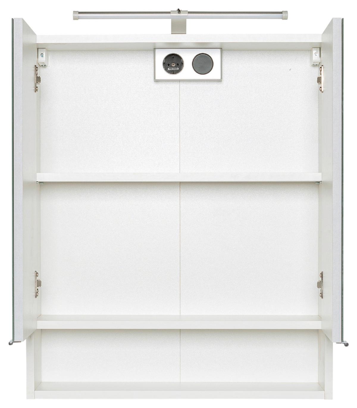 Spiegelschrank Riga 2-Türig BxHxT: 60x71x20 cm - Weiß, MODERN, Holzwerkstoff (60/71/20cm) - Held