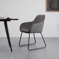 Stolička s podrúčkami DAJA tmavosivá - čierna/tmavosivá, Modern, kov/drevo (56/85/62cm) - Bessagi Home