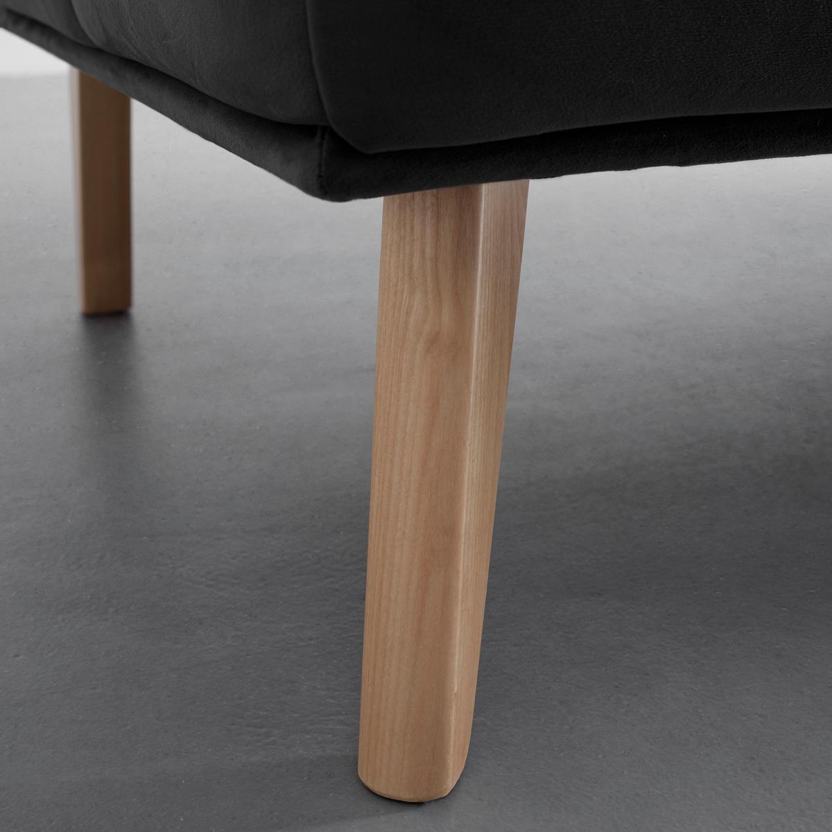 Rozkládací pohovka ALVA, černá - černá/přírodní barvy, Moderní, dřevo/textil (185/80/88cm) - Bessagi Home