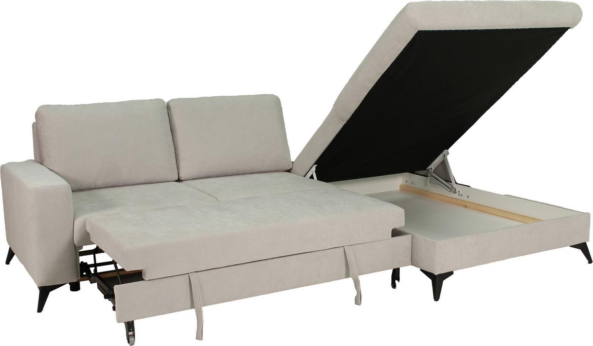 Sedací souprava SUNNY, šedobéžová,lůžko a úl.prostor - šedobéžová, Moderní, textil (290/87/178cm) - Mömax
