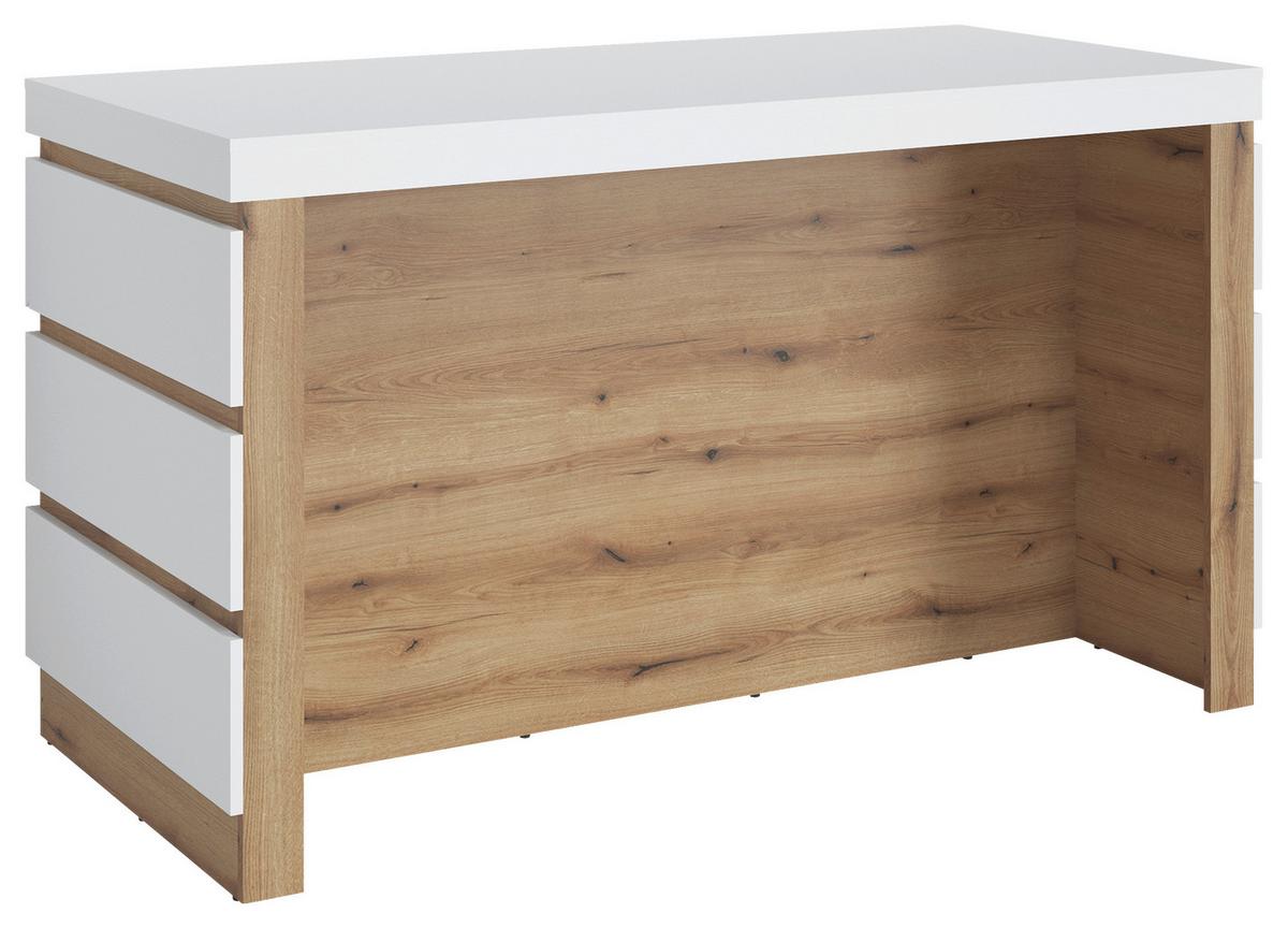 Bar Calabria Weiß/Eiche Dekor B: 160,8 cm - Eichefarben/Schwarz, Trend, Holzwerkstoff (160,8/92,5/75,1cm)