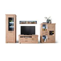 Wohnkombination 4-tlg. Meran Anthrazit/eichefarben - Eichefarben/Anthrazit, Design, Glas/Holzwerkstoff (336/211/55cm) - Livetastic