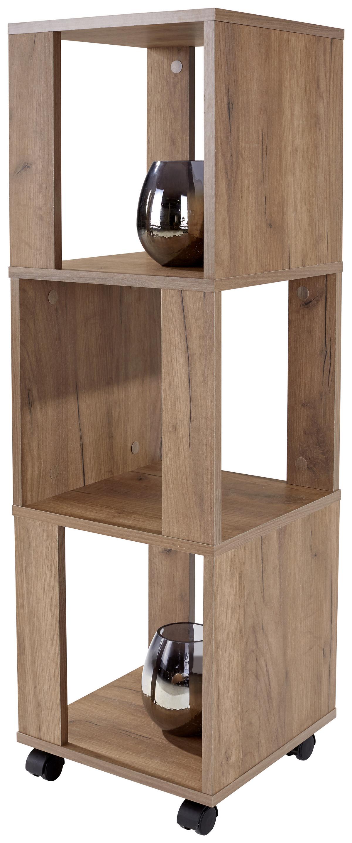 Regal Auf Rollen Rolly B 34cm, Eiche Dekor - Eichefarben, MODERN, Holzwerkstoff/Kunststoff (34/111/34cm)