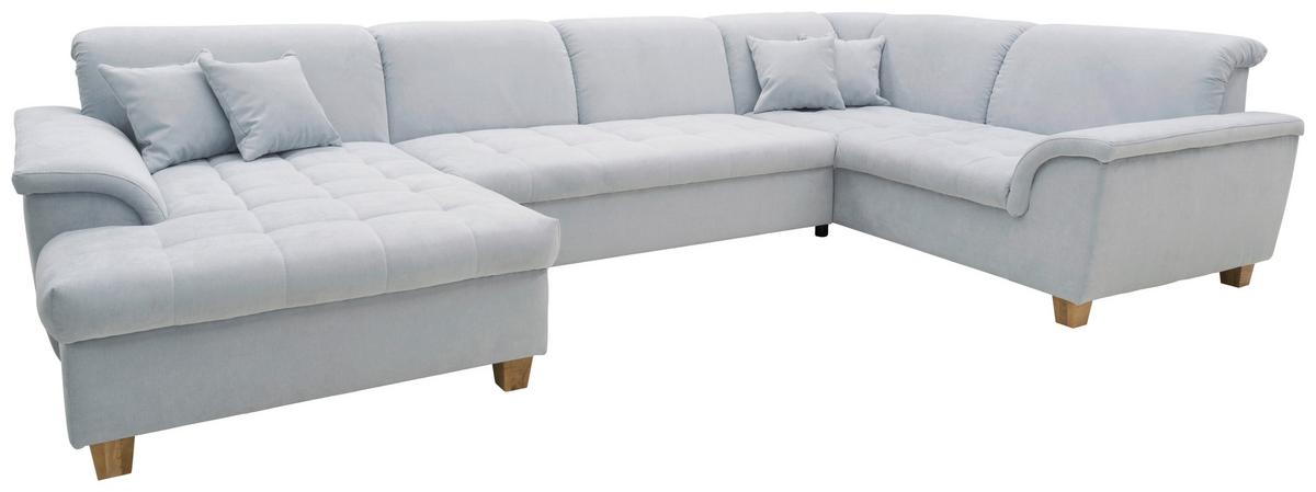 Wohnlandschaft Franzi Mit Schlaffunktion Pastellblau - Pastellblau/Eichefarben, KONVENTIONELL, Textil (170/352/214cm) - MID.YOU