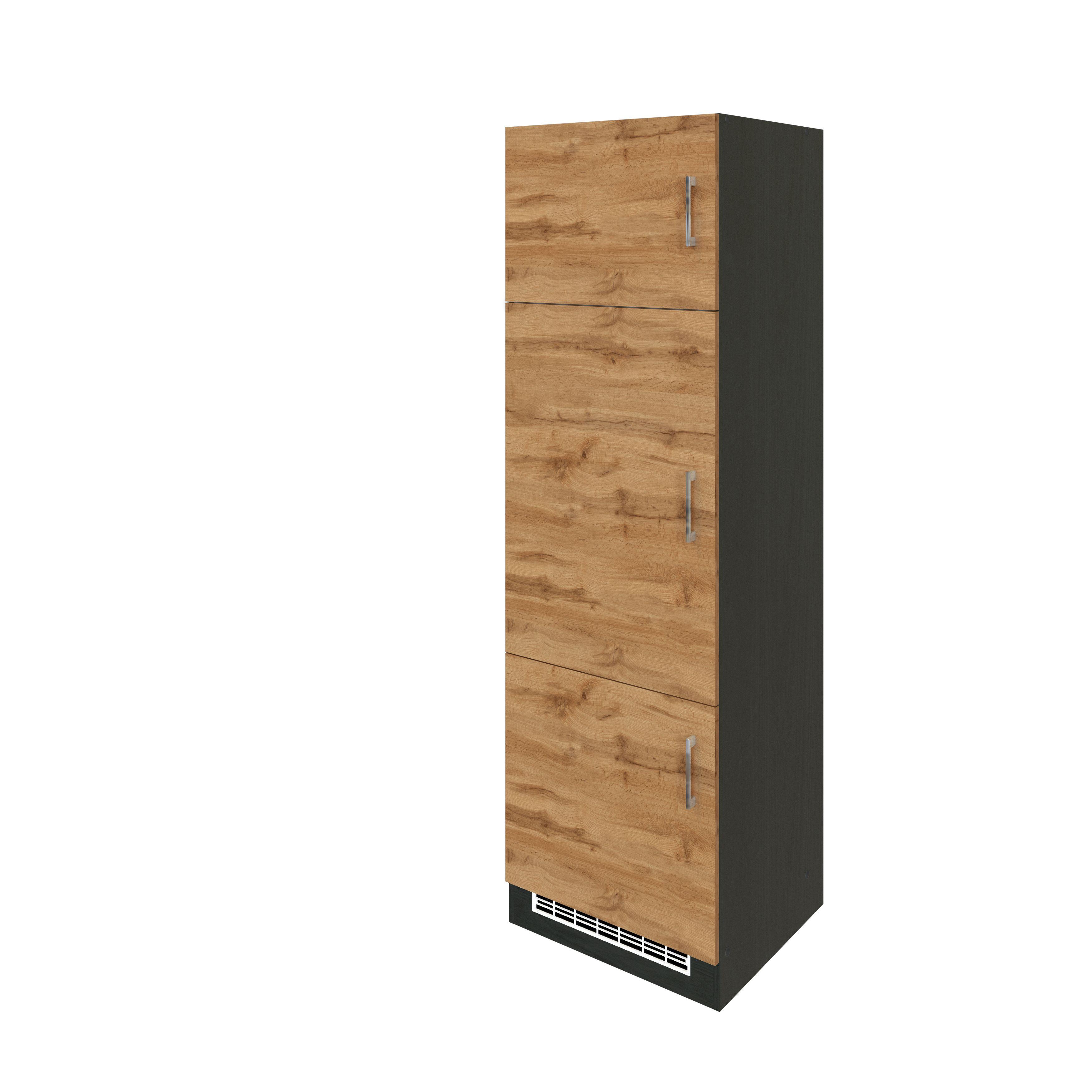 Geräteumbauschrank Kühlschrankumbau B:60 cm Eiche - Eichefarben, MODERN, Holzwerkstoff (60/200/60cm) - Held