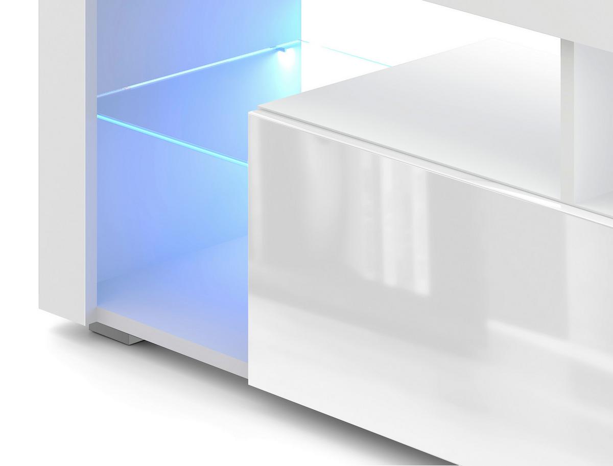 Lowboard Everest 140 Led - Schwarz/Weiß, Design, Glas/Holzwerkstoff (140/50,5/35cm) - Livetastic