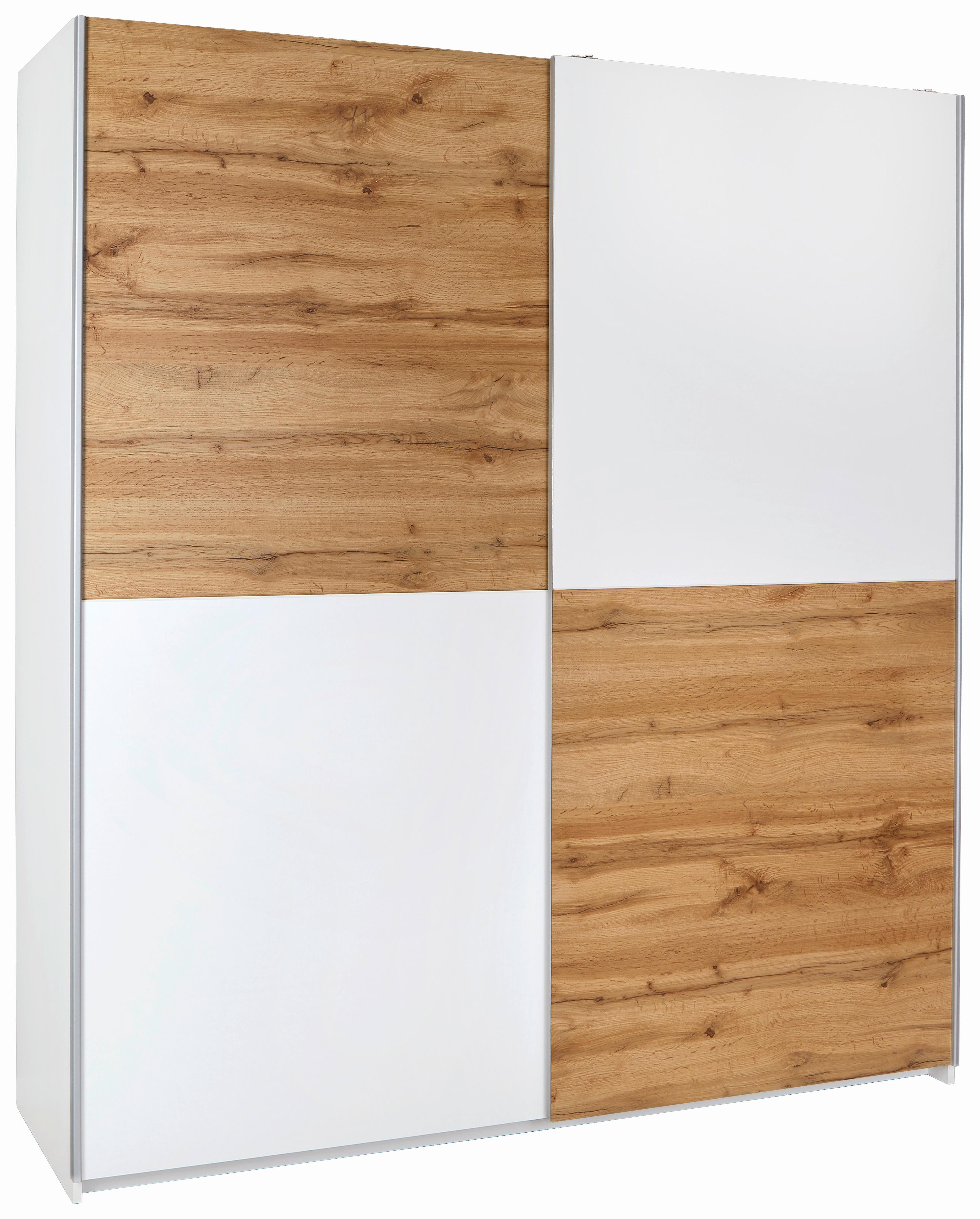Skříň S Posouvacími Dveřmi Poly 2 - bílá/barvy dubu, Konvenční, kov/kompozitní dřevo (170/195,5/58,5cm)