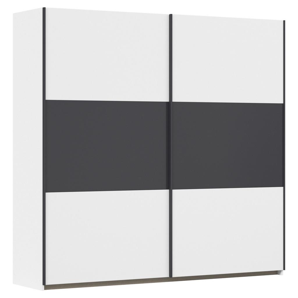Schwebetürenschrank Neo Grau Weiß B: 218 cm