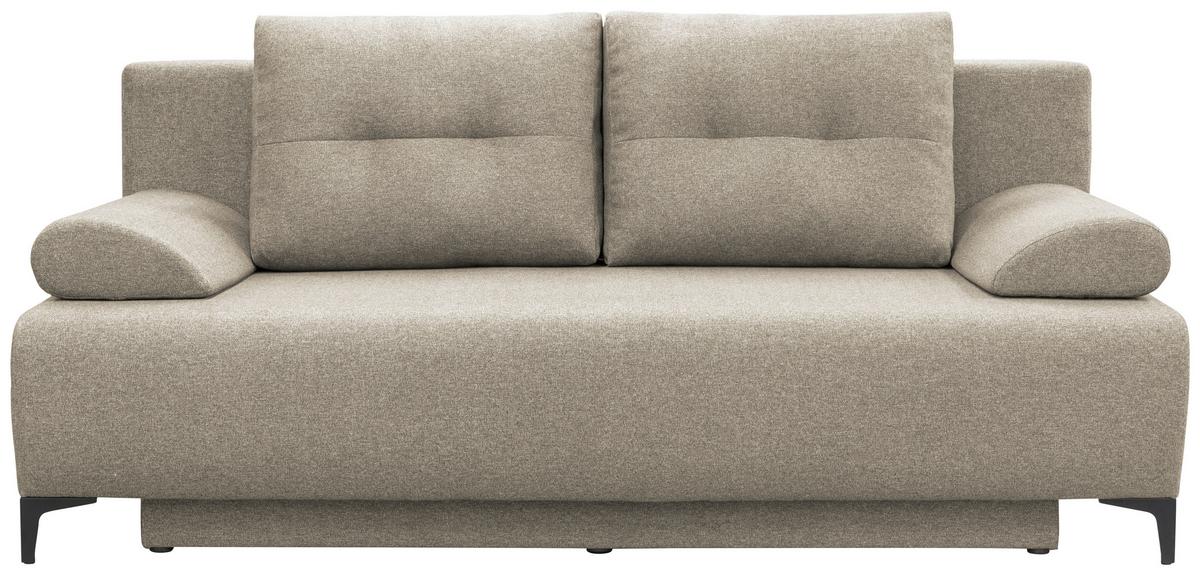 Boxspringová pohovka VIERA, béžová - černá/tmavě šedá, Moderní, kov/textil (201/100/105cm)