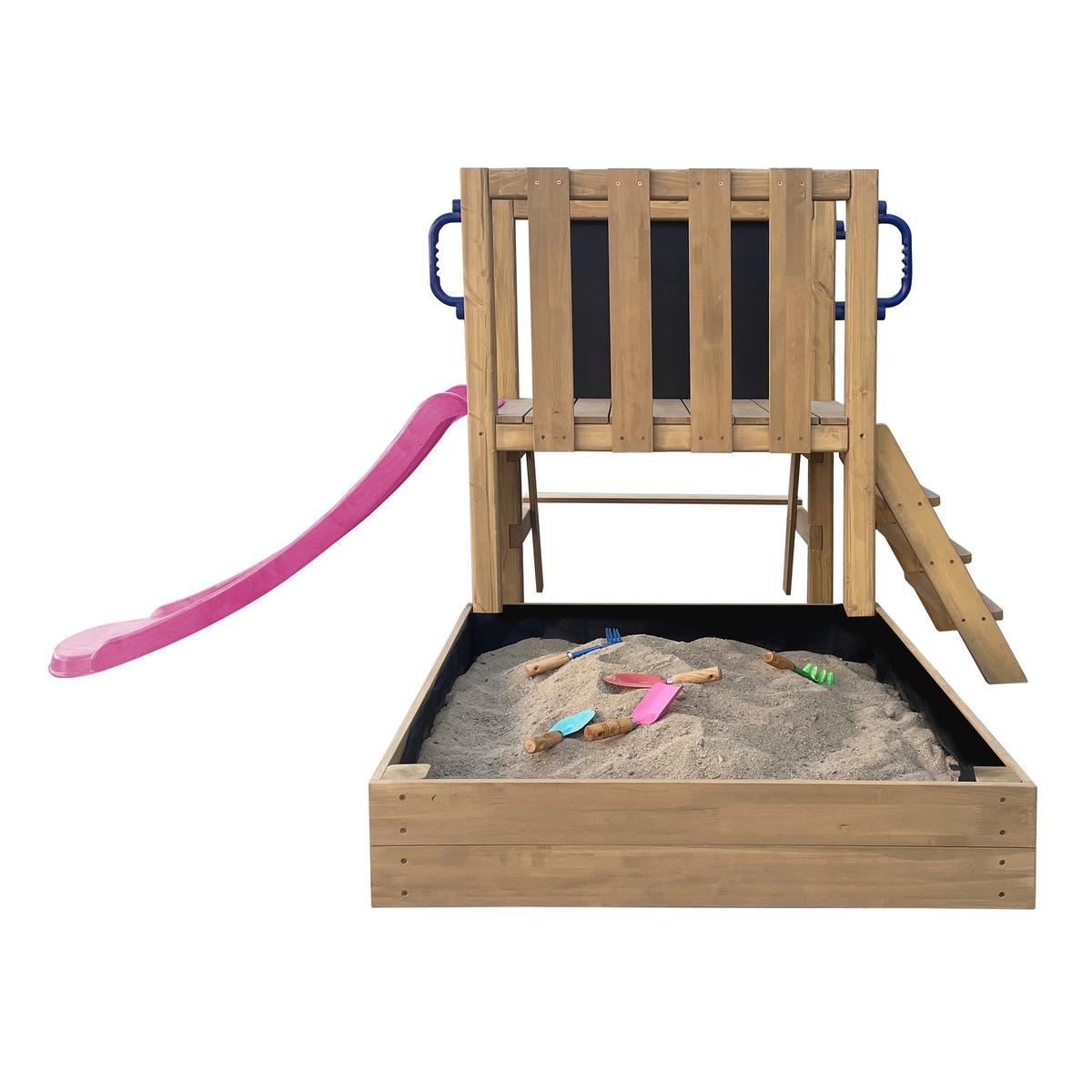 Spielturm Mit Rutsche Pink - Lila/Braun, Basics, Holz/Kunststoff (208,7/88/215cm) - Ambia Garden