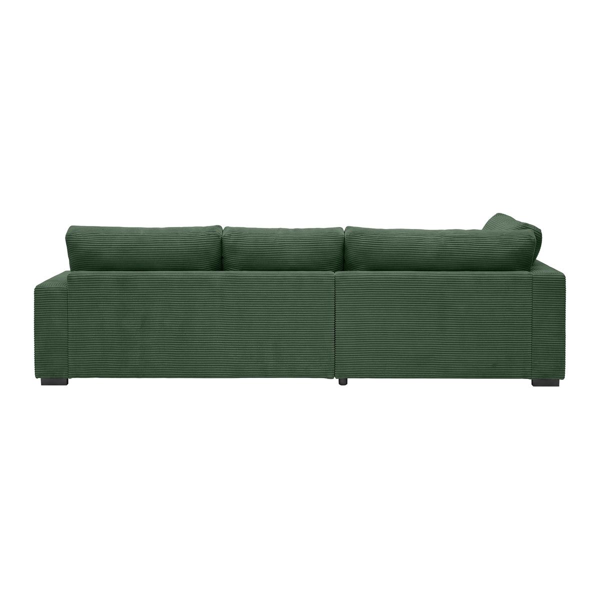 Rohová sedačka PEDRO, levá, tmavě zelený manšestr - černá/tmavě zelená, Moderní, textil/plast (190/300cm) - Mömax