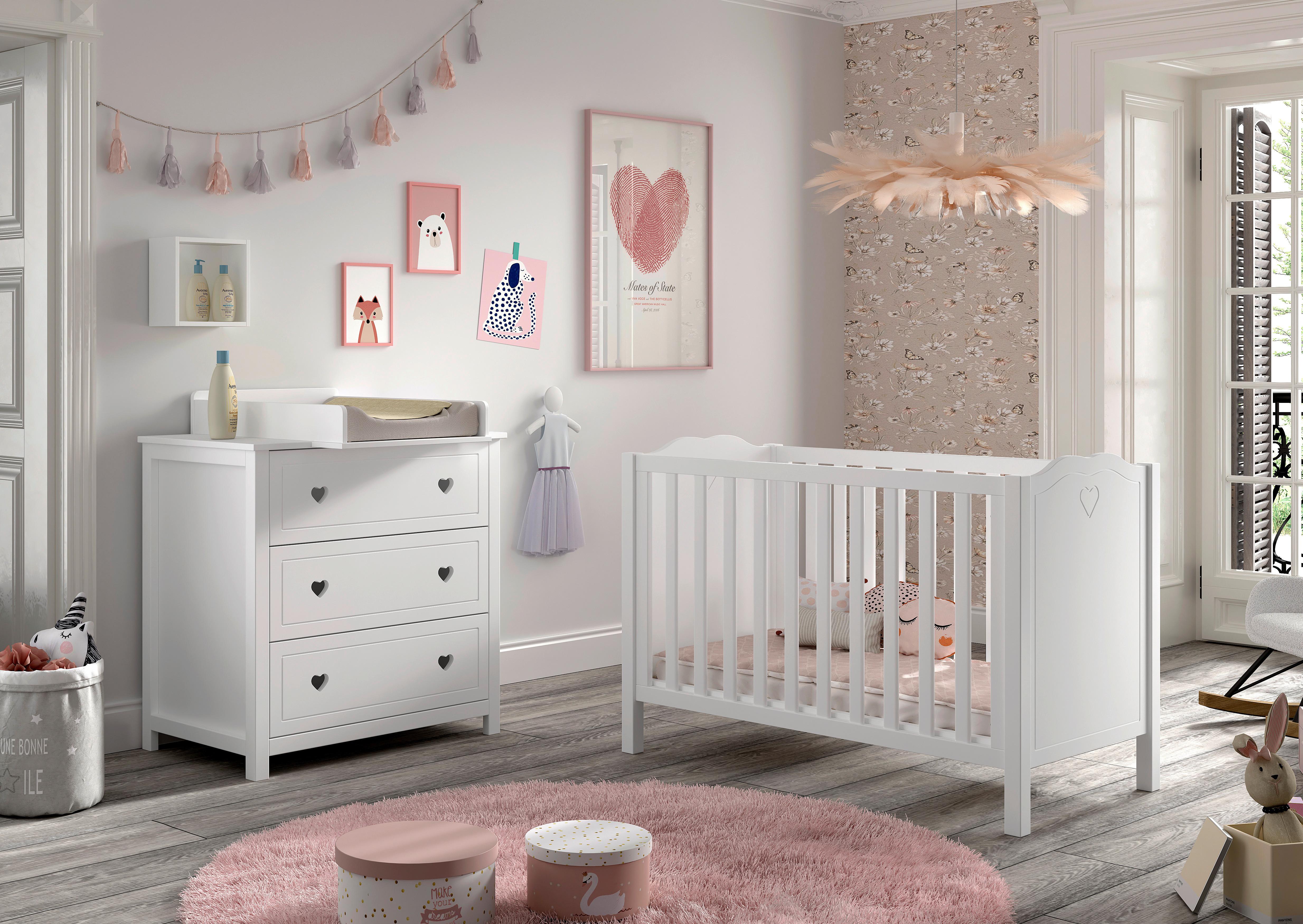 BABYZIMMER Amori Weiß 3-teilig - Weiß, MODERN, Holz/Holzwerkstoff - Vipack
