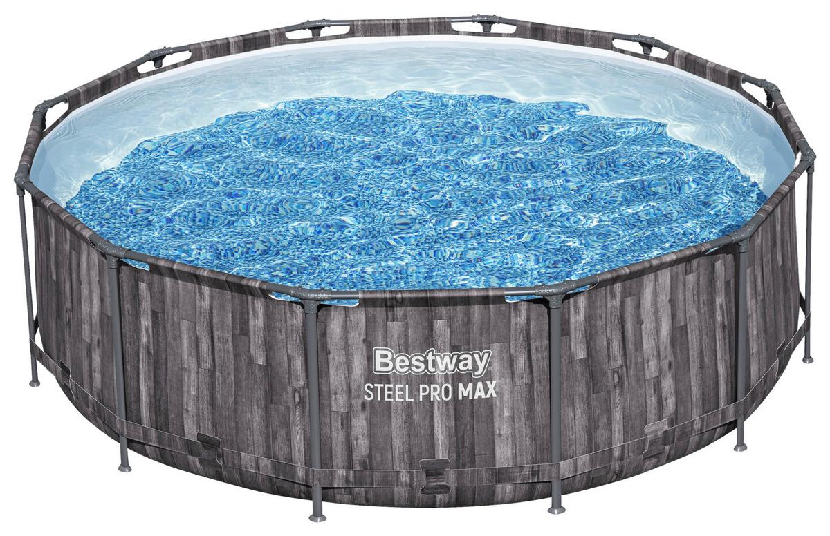 Pool Gustav - Blau/Dunkelgrau, KONVENTIONELL, Kunststoff/Metall (366/100cm) - Bestway