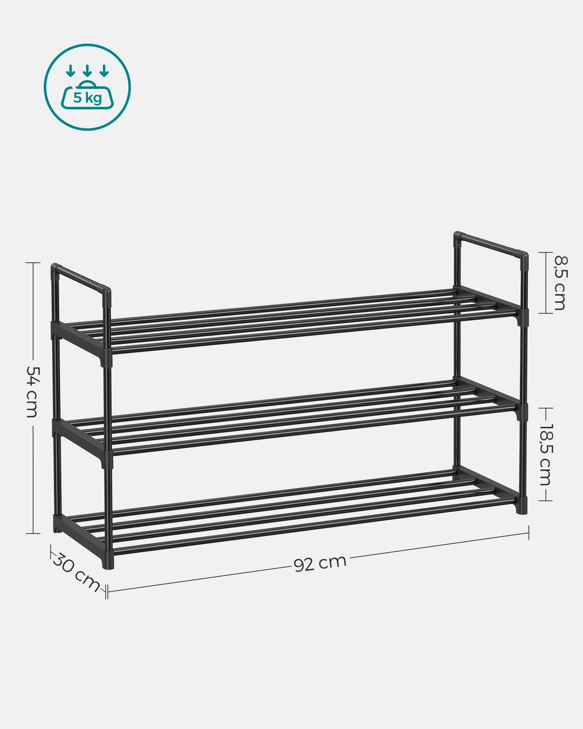 Regál na topánky čierny - čierna, Trend, kov/plast (92/54/30cm) - Boxxx