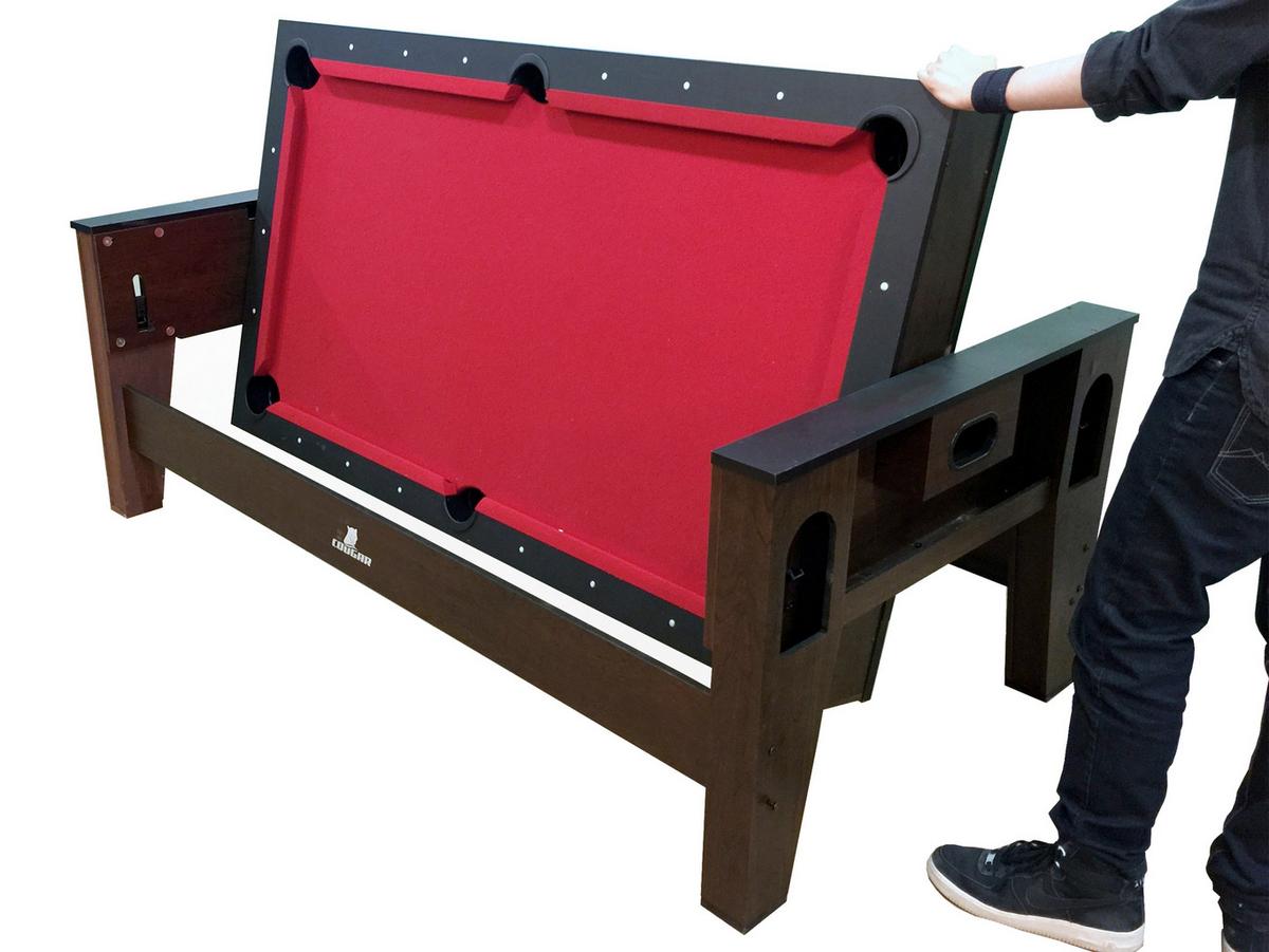 Multi-Spieltisch Reverso Pool+ Airhockey, Braun/Rot/Weiß - Rot/Braun, KONVENTIONELL, Holz/Kunststoff (107/81/217cm) - Ambia Garden