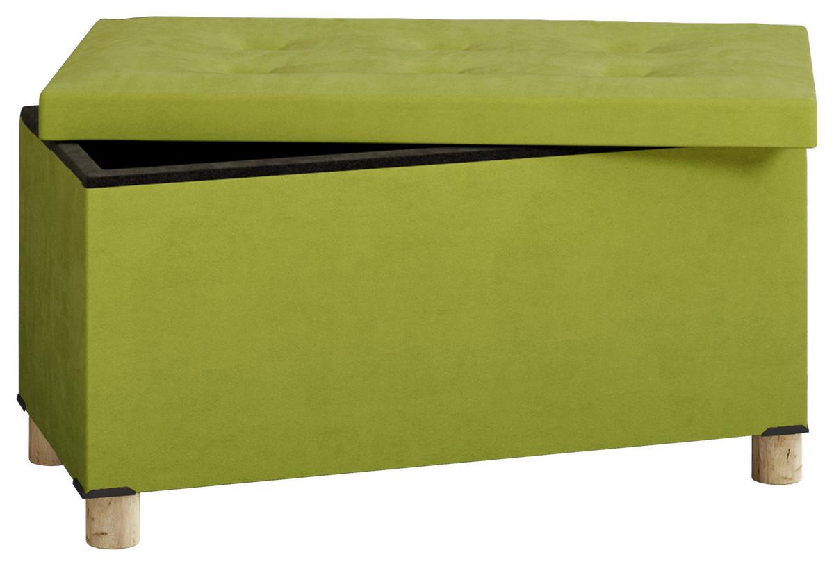 Truhlová lavice SIZOS l zelená - zelená/hnědá, Moderní, kompozitní dřevo/textil (76/40/38cm) - MID.YOU