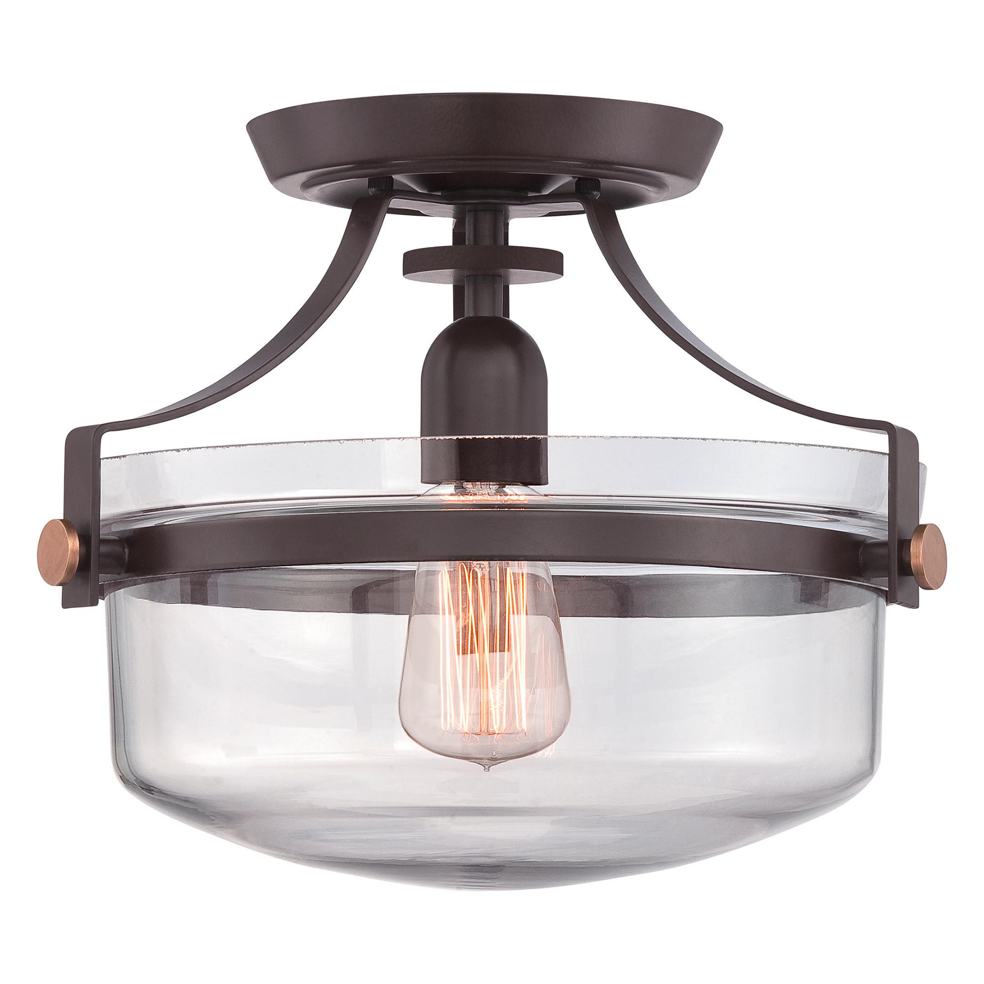 Deckenleuchte Qz-Penn-Station-F-Wt - Dunkelbraun/Bronzefarben, Natur, Glas/Metall (33/26.7cm) - Elstead Lighting
