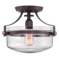 Deckenleuchte Qz-Penn-Station-F-Wt - Dunkelbraun/Bronzefarben, Natur, Glas/Metall (33/26.7cm) - Elstead Lighting