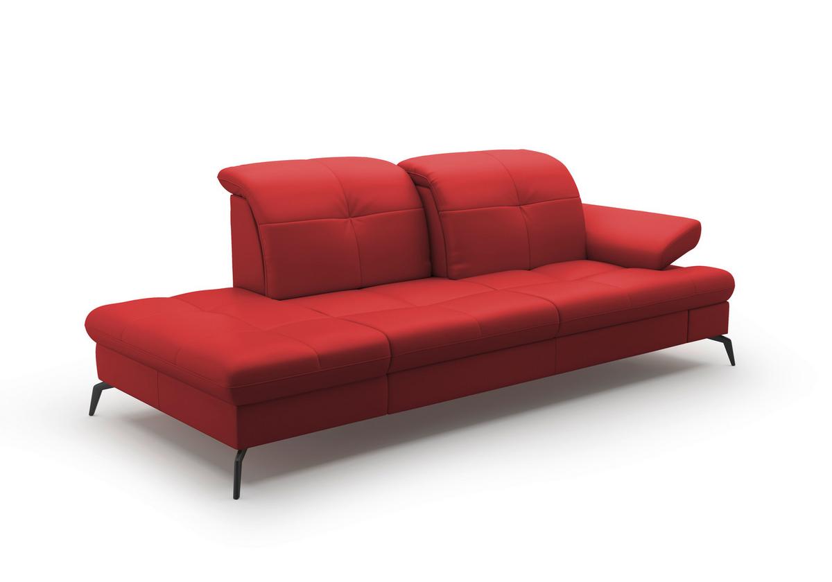 Récamiere Amica E, Rot B: 231 Cm - Rot/Schwarz, KONVENTIONELL, Leder/Textil (231/90/122cm) - Sit & More