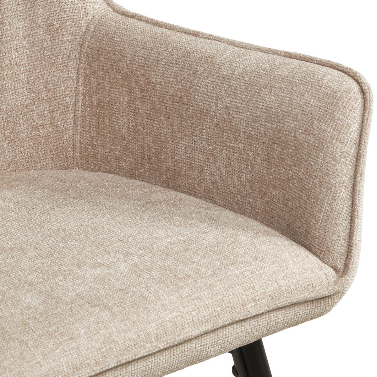 Barhocker Pim Mit Armlehne Leinenoptik Beige, B: 57 Cm - Beige/Schwarz, KONVENTIONELL, Holz/Textil (57/105/57cm) - MID.YOU