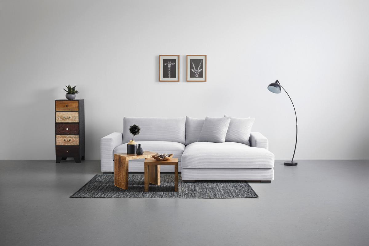 Rohová sedačka PEDRO, pravá, svetlě šedý manšestr - světle šedá, Moderní, textil (265/180cm) - Mömax