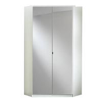 Eckschrank Mit Spiegel B: 95 Cm Clack Weiß - Weiß Hochglanz/Silberfarben, Basics, Holzwerkstoff (95/198/95cm) - MID.YOU